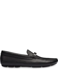 Men Prada Logo Plaque Loafers