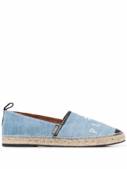 Men Philipp Plein Skull Logo Denim Espadrilles