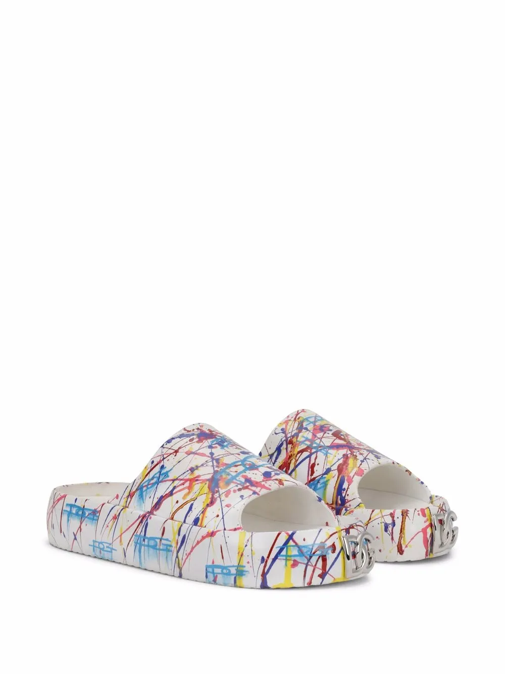 Men Dolce & Gabbana Paint-splatter Platform Slides 4 Men Dolce & Gabbana Paint-splatter Platform Slides - Image 2