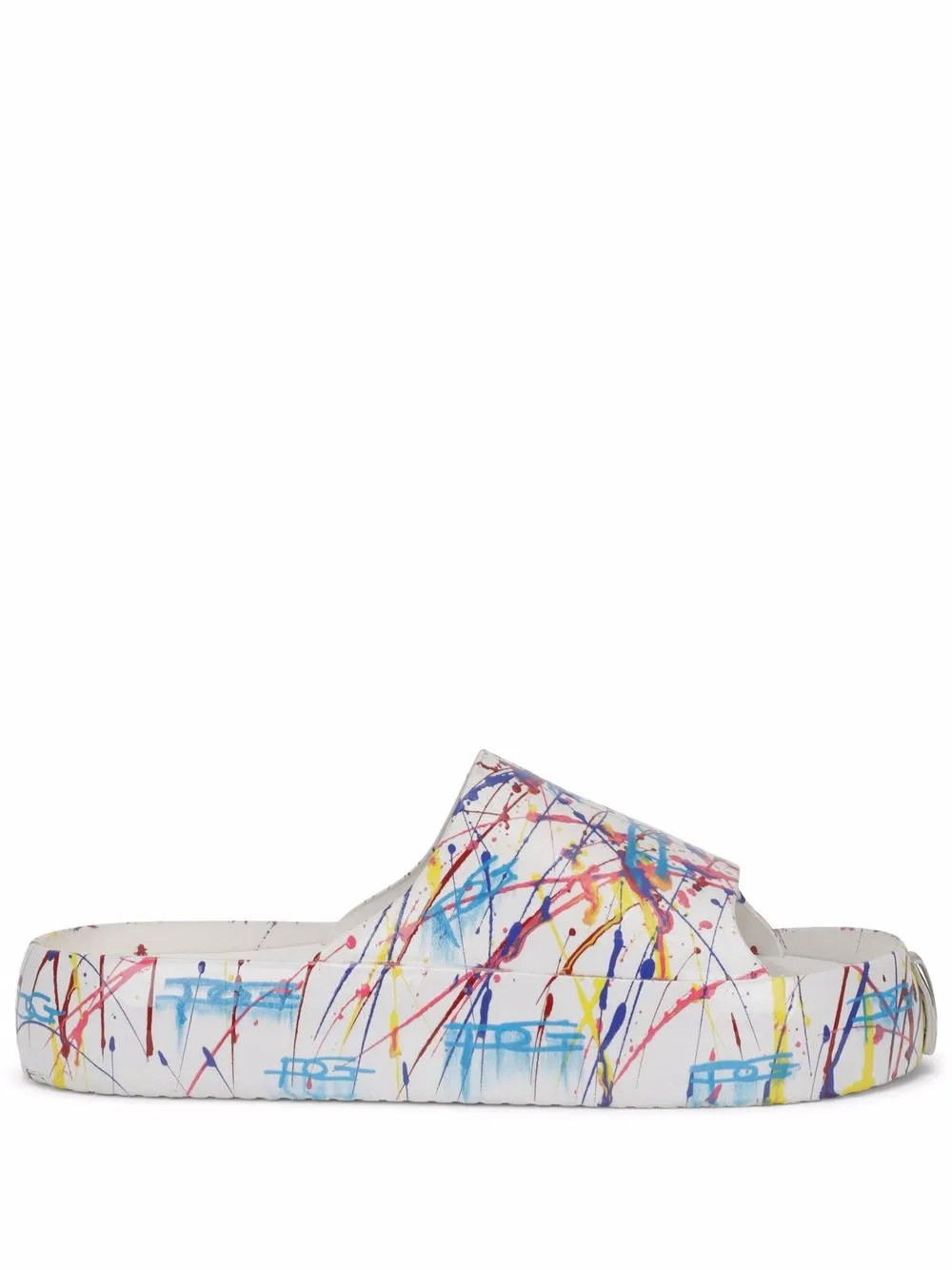 Men Dolce & Gabbana Paint-splatter Platform Slides 3 Men Dolce & Gabbana Paint-splatter Platform Slides
