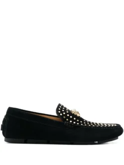 Men Versace La Medusa Studded Suede Loafer