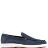 Men Santoni Contrast-stitch Suede Loafers