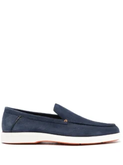 Men Santoni Contrast-stitch Suede Loafers