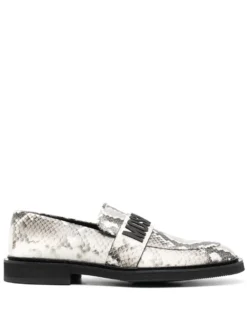 Men Moschino Rubber-logo Python-print Loafers