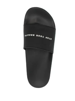 Men Rick Owens DRKSHDW Slogan-print Slides -Sebago || Giuseppe Zanotti || Castañer Shop 19881673 44899053 1000