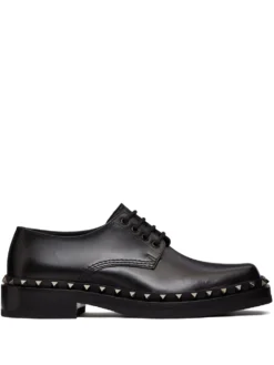 Men Valentino Garavani M-Way Rockstud Leather Derby Shoes