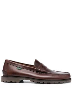 Men Paraboot Orsay Leather Moccassin Loafers
