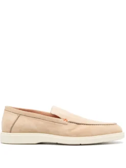 Men Santoni Almond-toe Suede Loafers